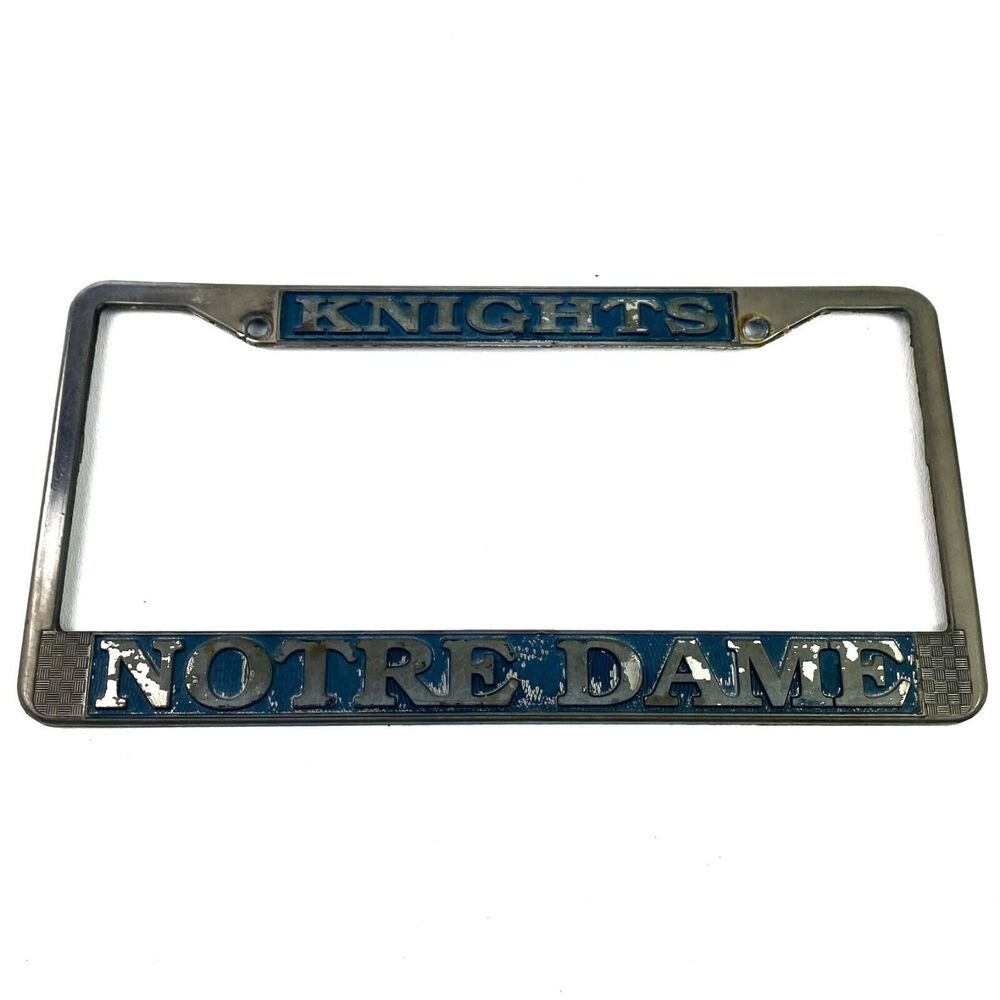 Vintage KNIGHTS NOTRE DAME Metal License Car Plate Frame Holder Accessories